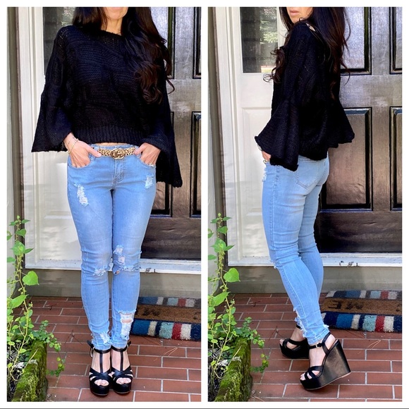 #27 Light denim stretch Distressed Skinny Jeans - Picture 7 of 9